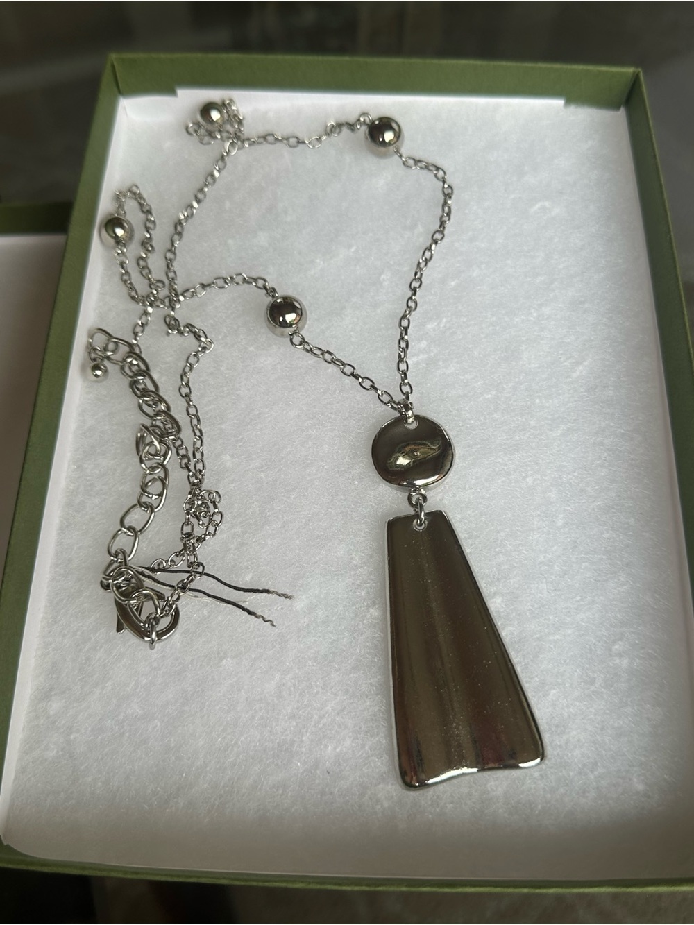 Chico's‎ Silver-Tone Long Pendant Necklace with Beaded Accents